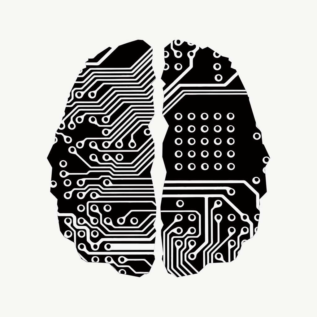AI brain clipart illustration psd