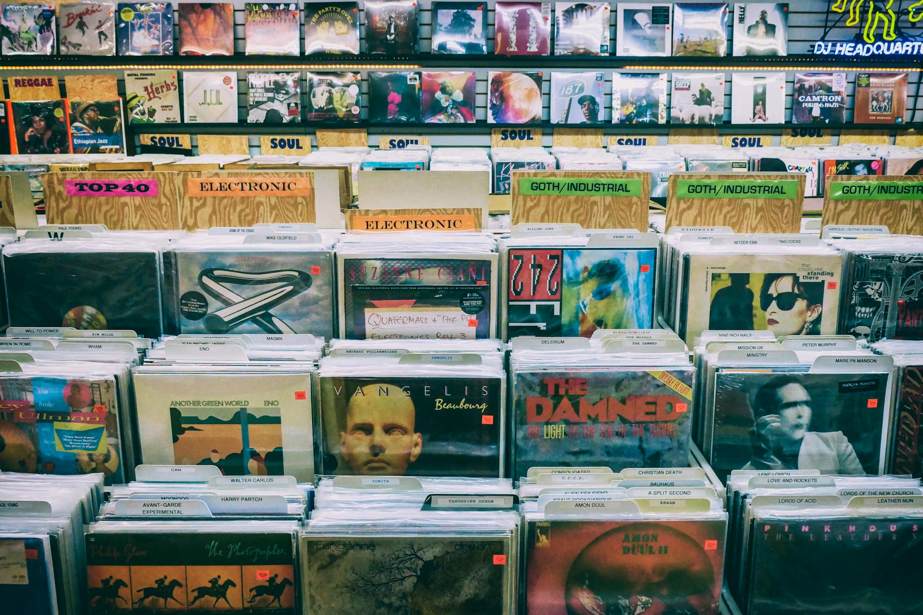 a vinyl records in the music store