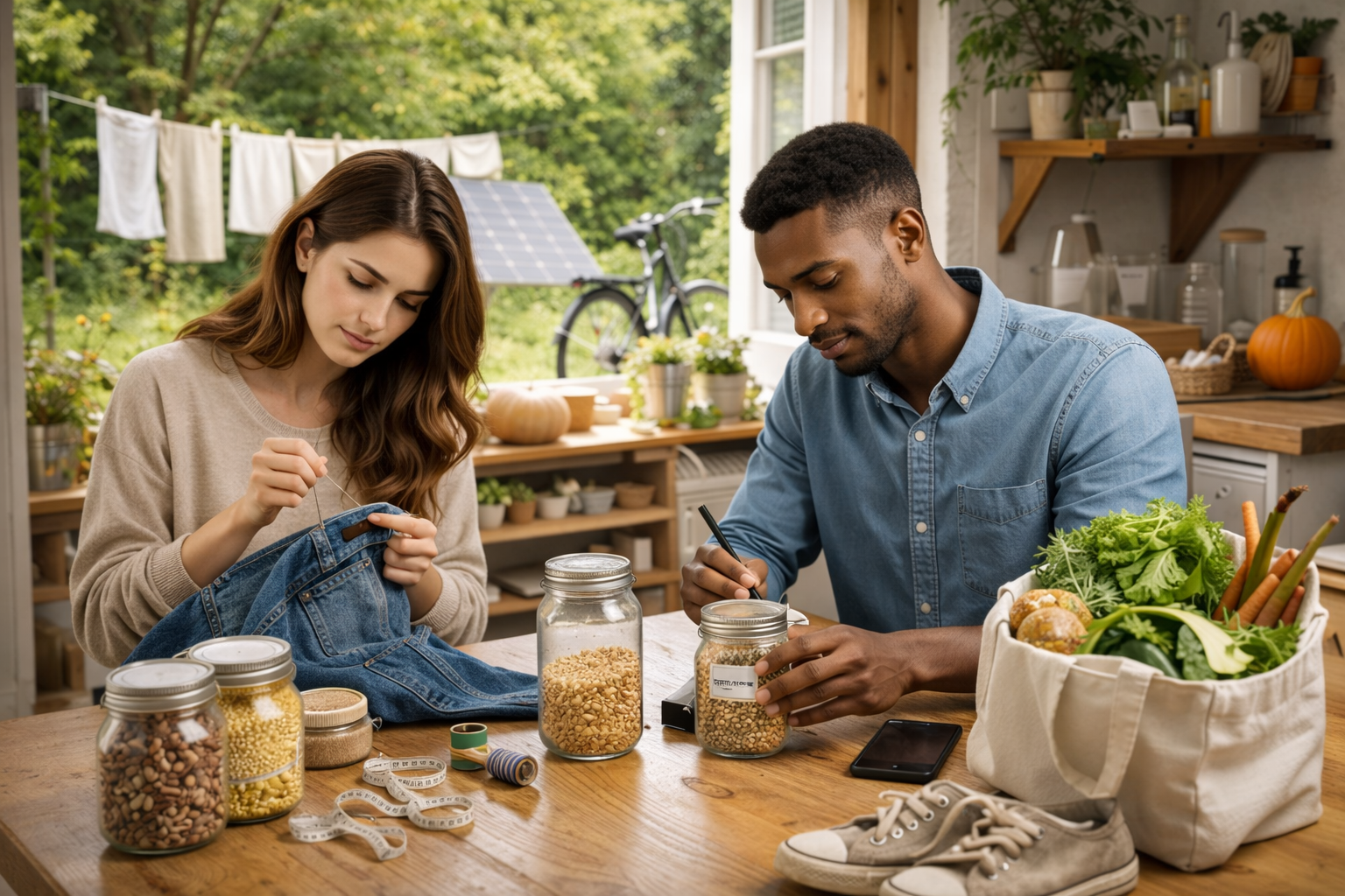 couple engaging in sustainable living
