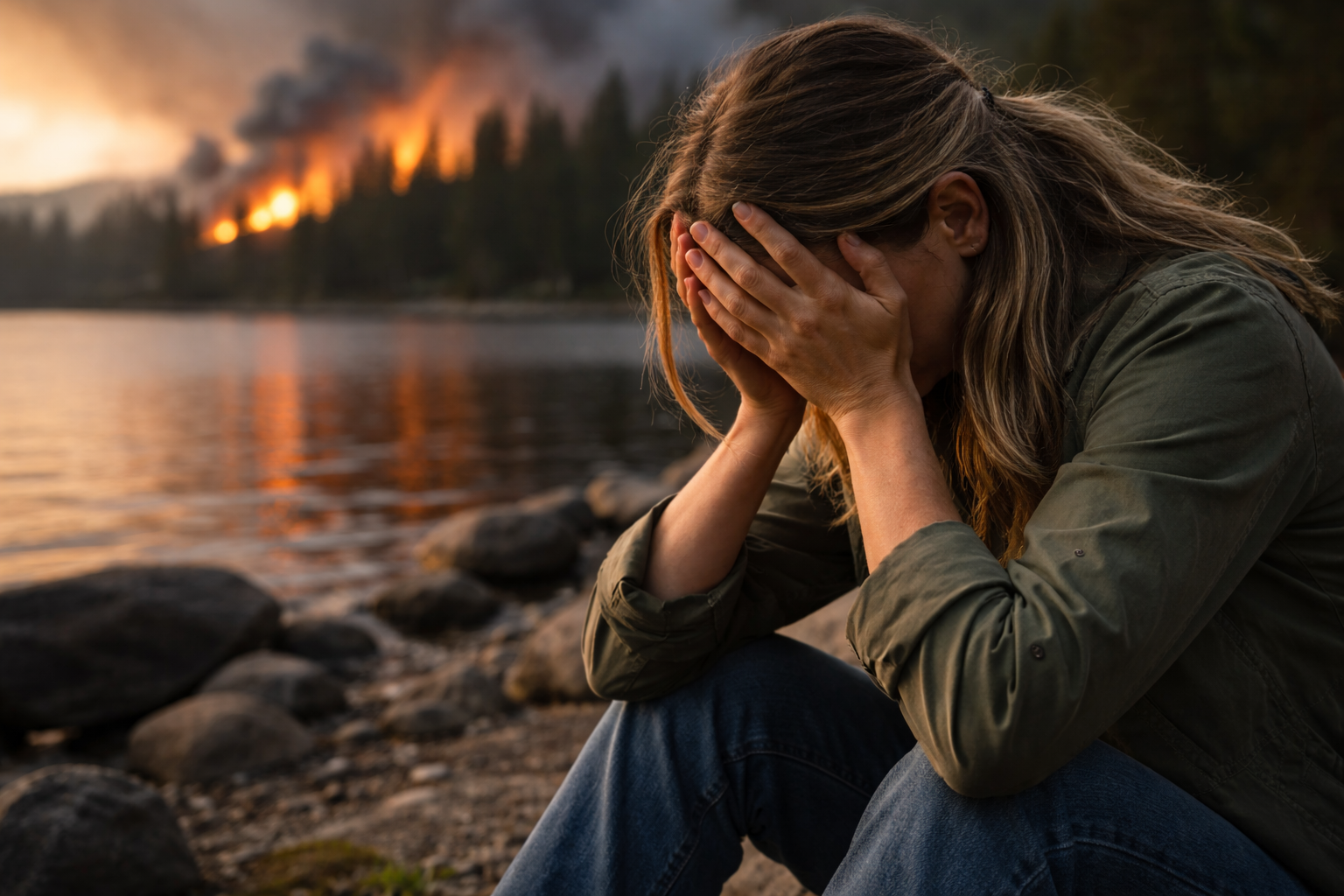 Contemplation by the smoky lake