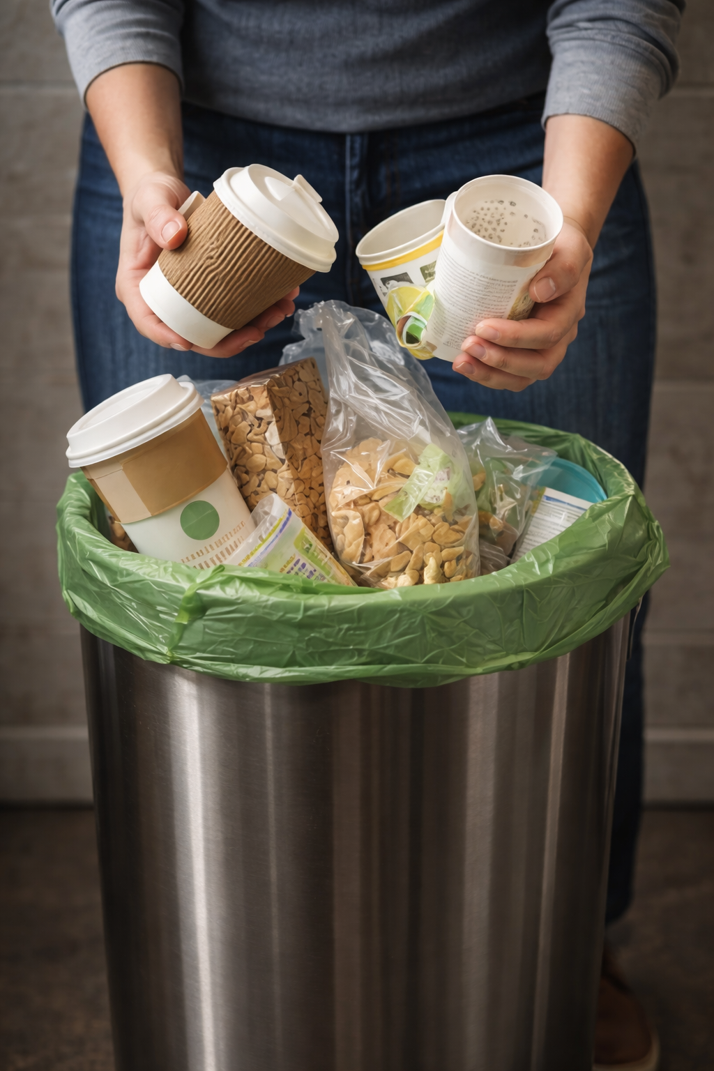 used trash in a trash can