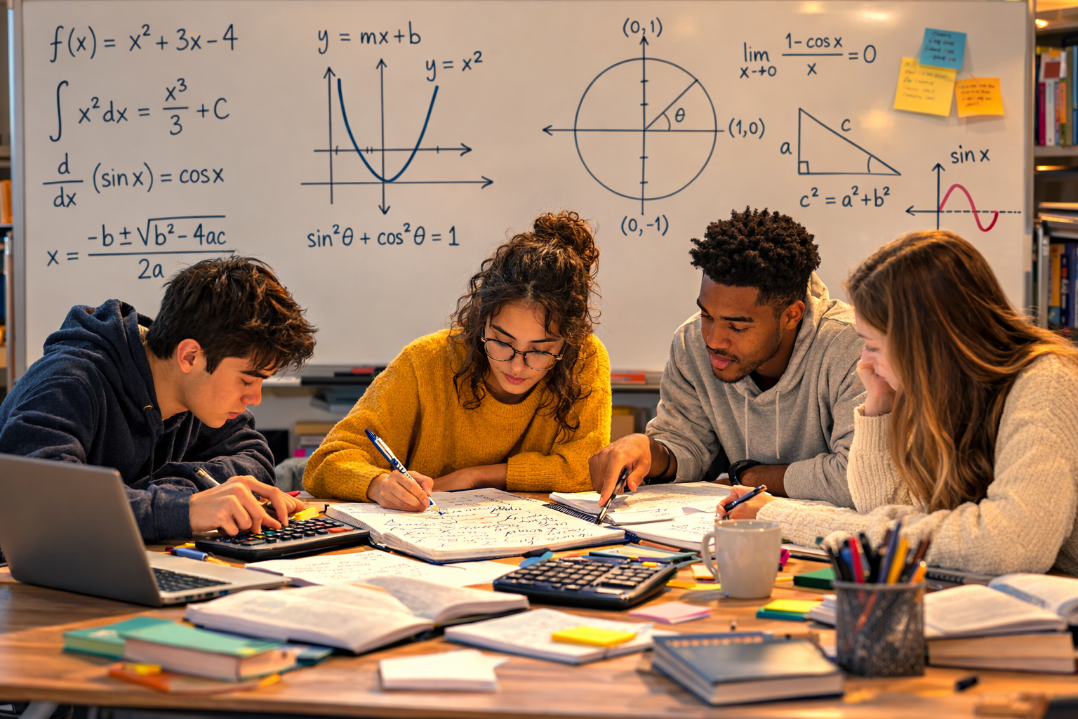 Focused math study session with peers