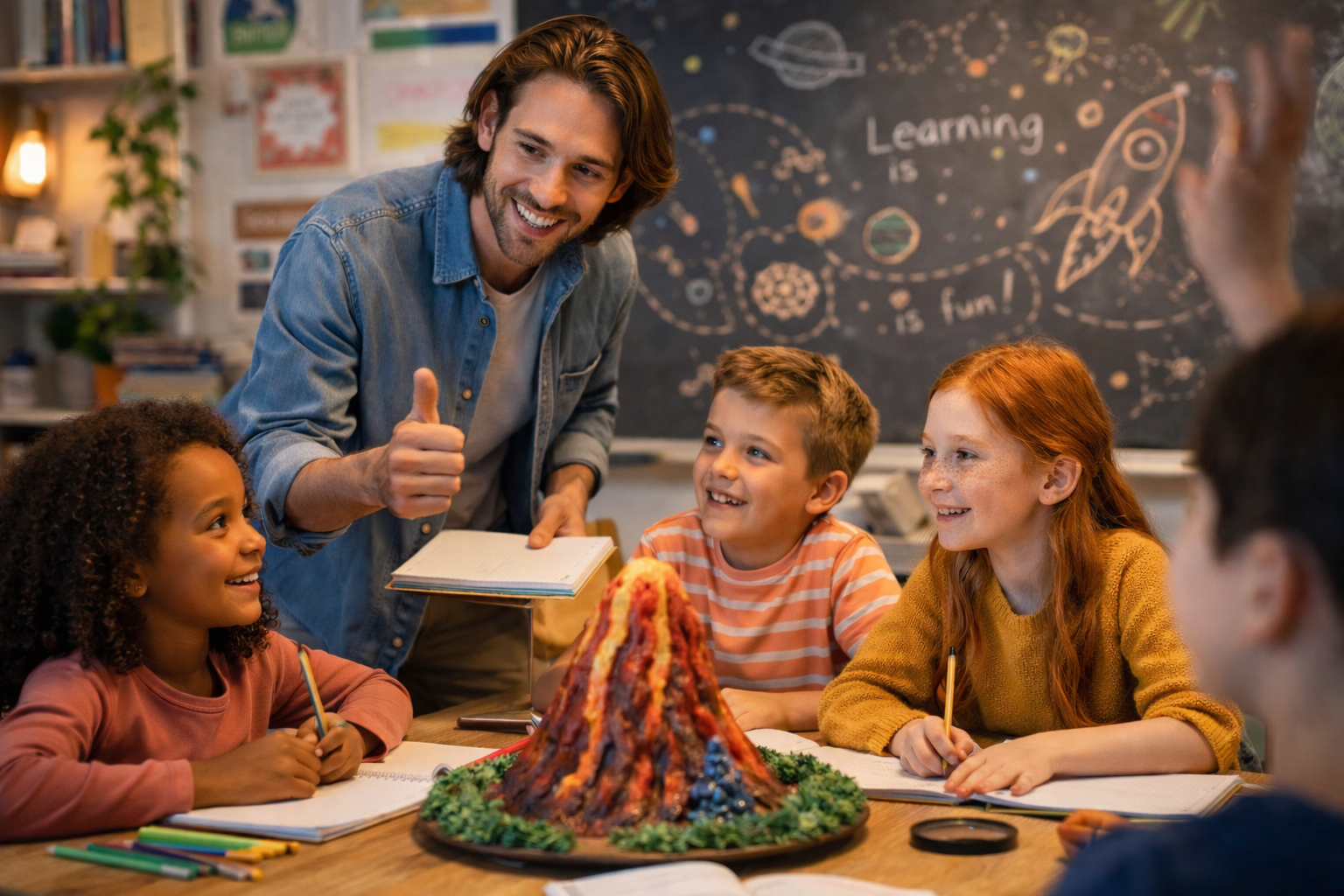Engaged learning with a volcano model